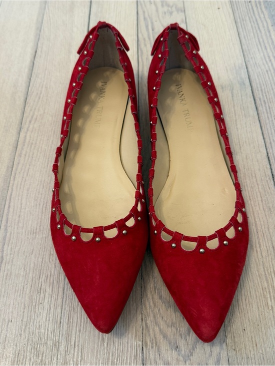 Ivanka Trump Shoes - IVANKA TRUMP Women’s Cooper Red Suede Studded Pointed Toe Cutout Flats 9M